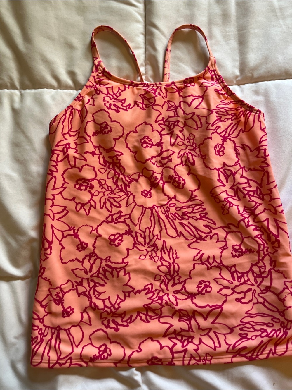 Athleta girl swim top tankini xxl 16. New without tags. Pink floral